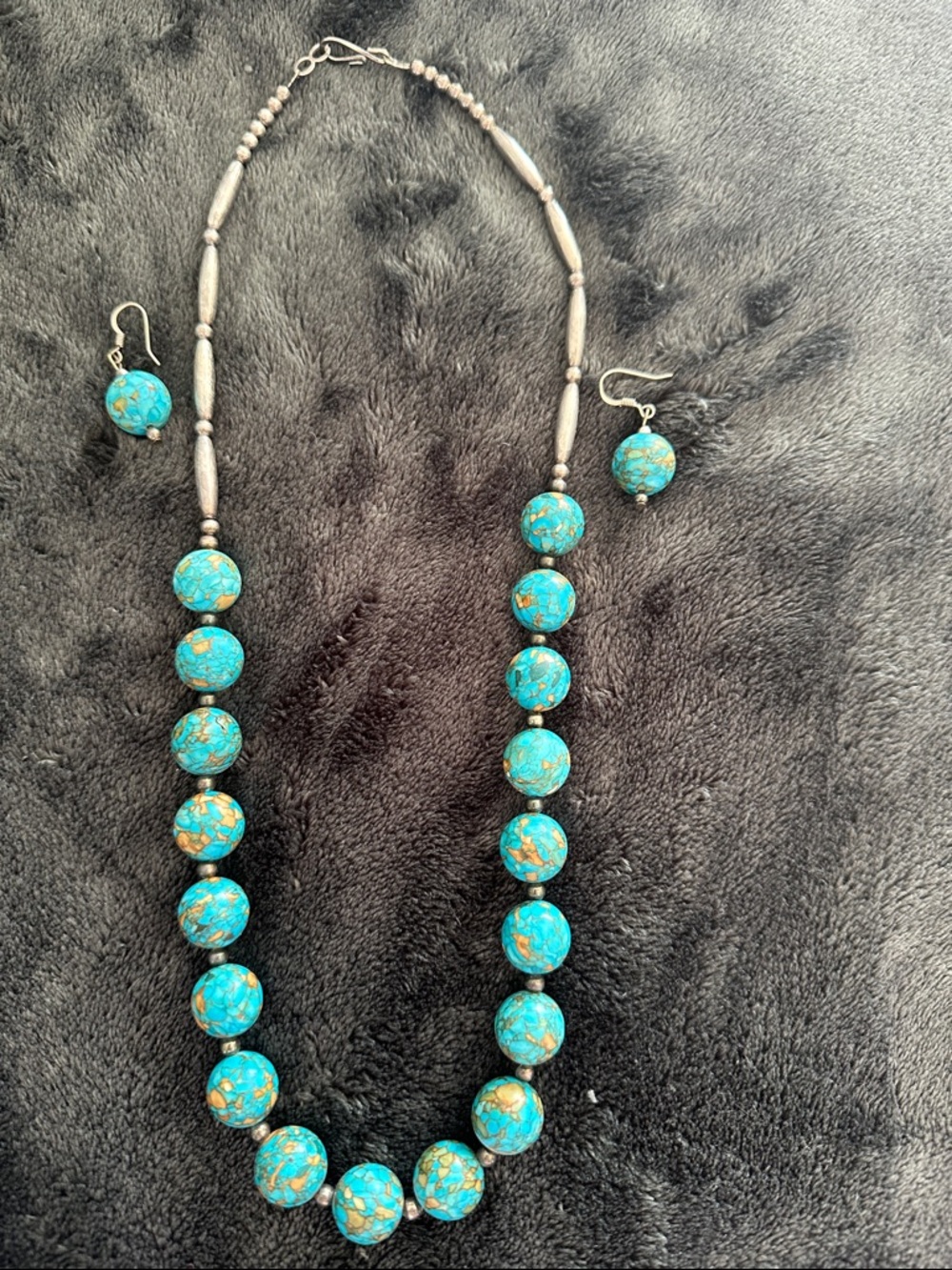 Turquoise Bead Necklace and Earring Set - Women Jewelry